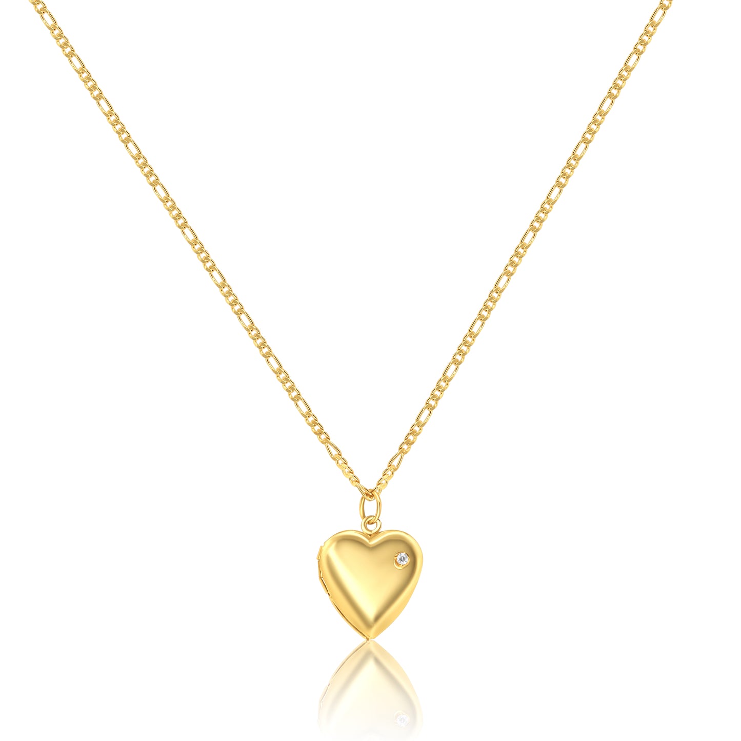 CZ Heart Locket Necklace