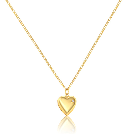 CZ Heart Locket Necklace
