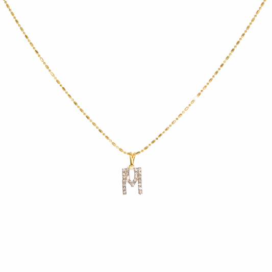 CZ Beaded Chain Initial Necklace